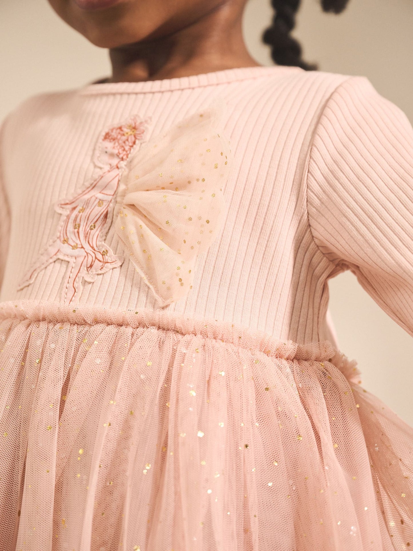 Pink Fairy Long Sleeve Mesh Party Dress (3mths-7yrs)