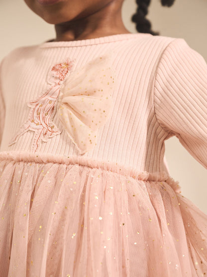 Pink Fairy Long Sleeve Mesh Party Dress (3mths-7yrs)