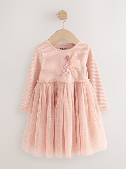 Pink Fairy Long Sleeve Mesh Party Dress (3mths-7yrs) image 5