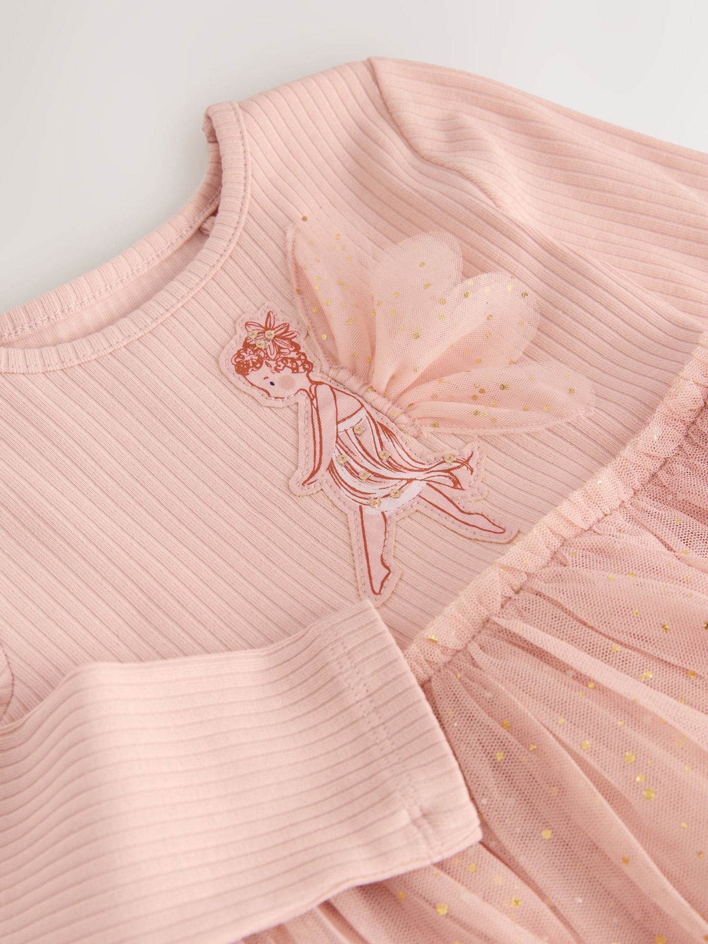Pink Fairy Long Sleeve Mesh Party Dress (3mths-7yrs)