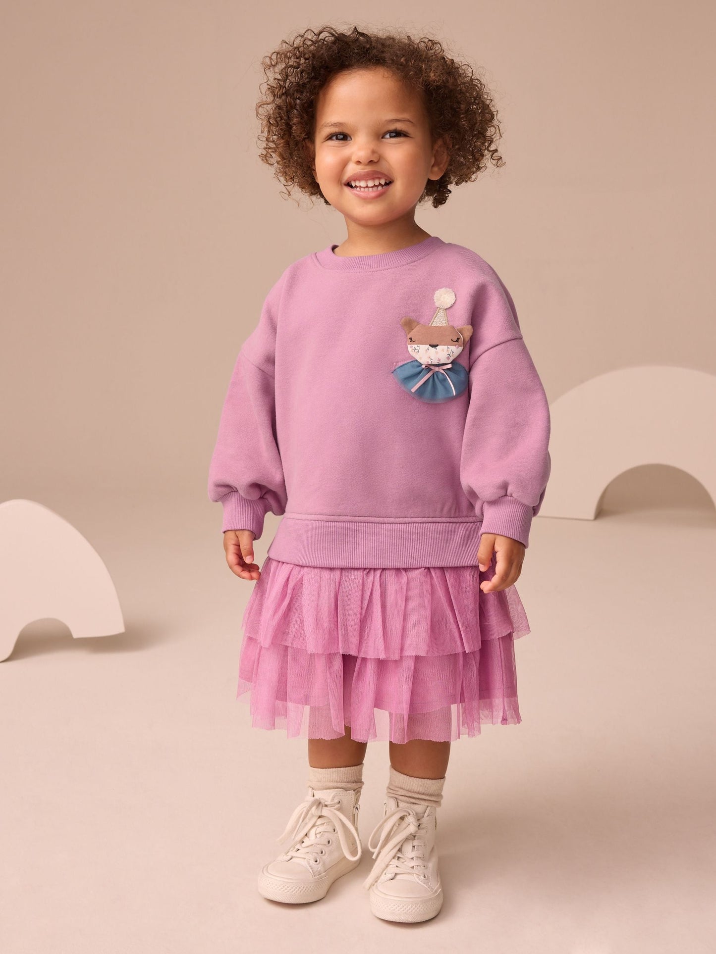 Purple Fox Sweat Party Dress (3mths-7yrs)