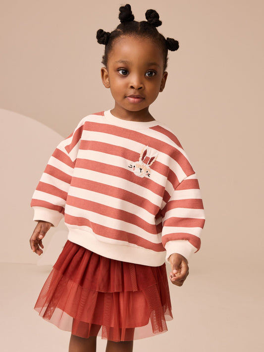 Orange Striped Long Sleeve Top and Skirt Set (3mths-7yrs) image 1