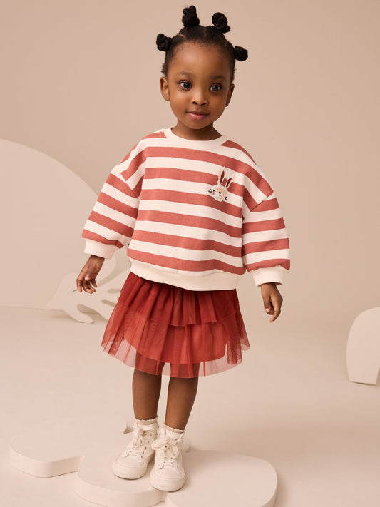 Orange Striped Long Sleeve Top and Skirt Set (3mths-7yrs) image 3
