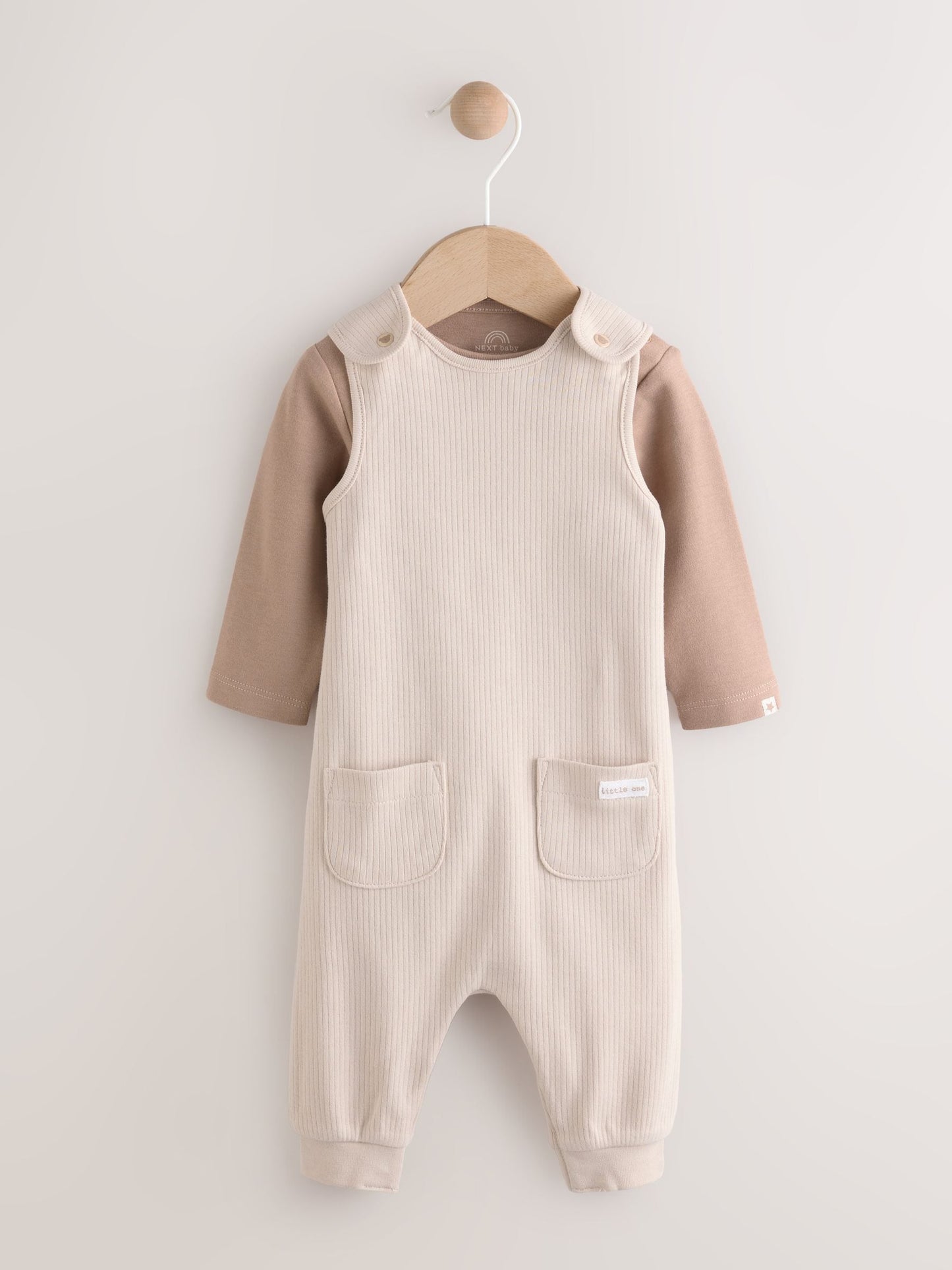 Neutral Jersey Dungaree and Bodysuit Baby Set (0mths-2yrs)