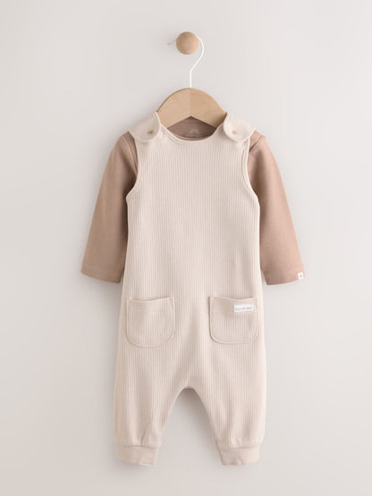 Neutral Jersey Dungaree and Bodysuit Baby Set (0mths-2yrs)