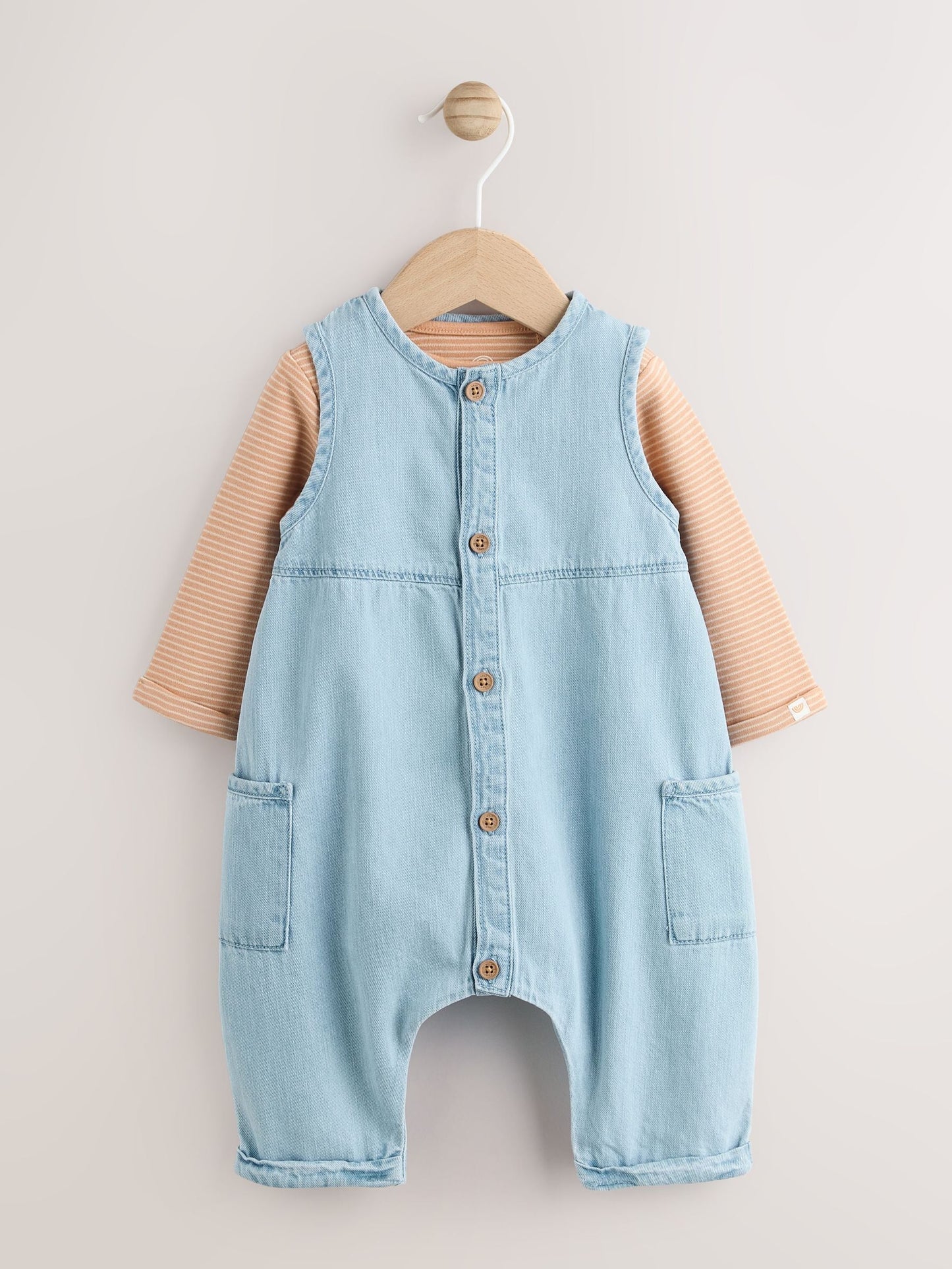 Denim Blue Dungaree and Bodysuit Baby Set (0mths-2yrs)