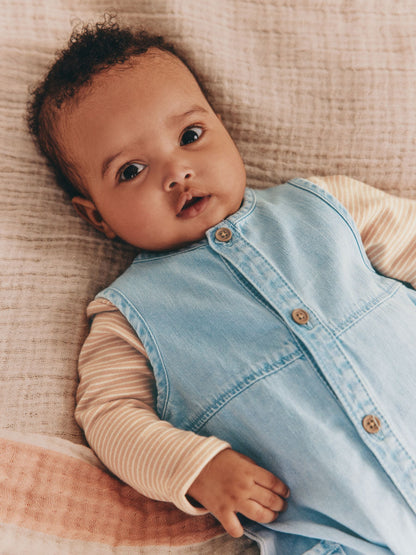 Denim Blue Dungaree and Bodysuit Baby Set (0mths-2yrs)