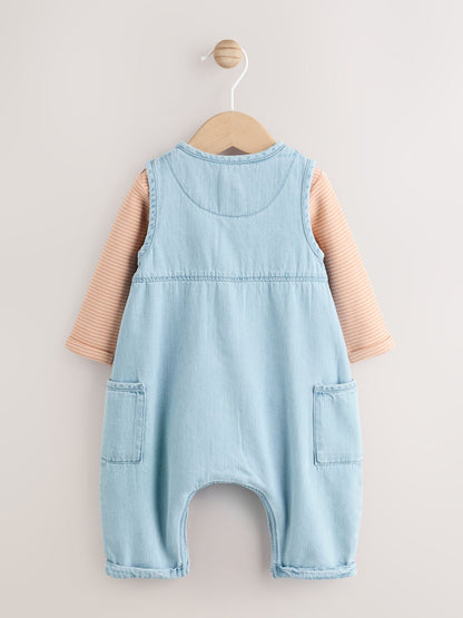 Denim Blue Dungaree and Bodysuit Baby Set (0mths-2yrs)