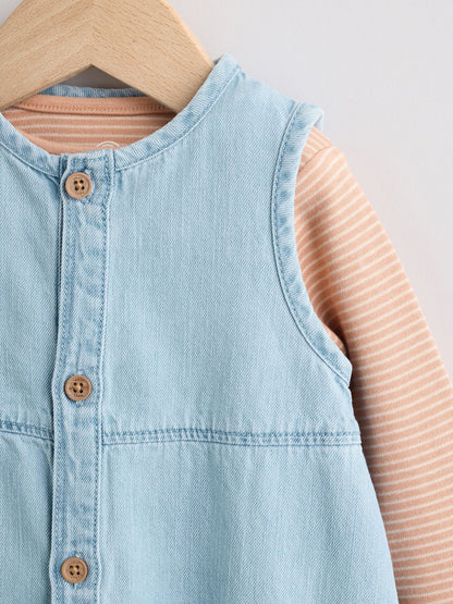 Denim Blue Dungaree and Bodysuit Baby Set (0mths-2yrs)