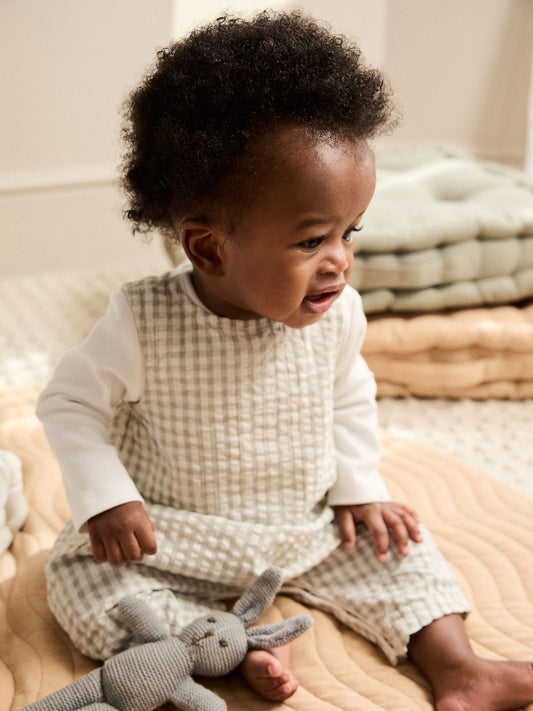 Green Gingham Woven Dungaree and Bodysuit Baby Set (0mths-2yrs)