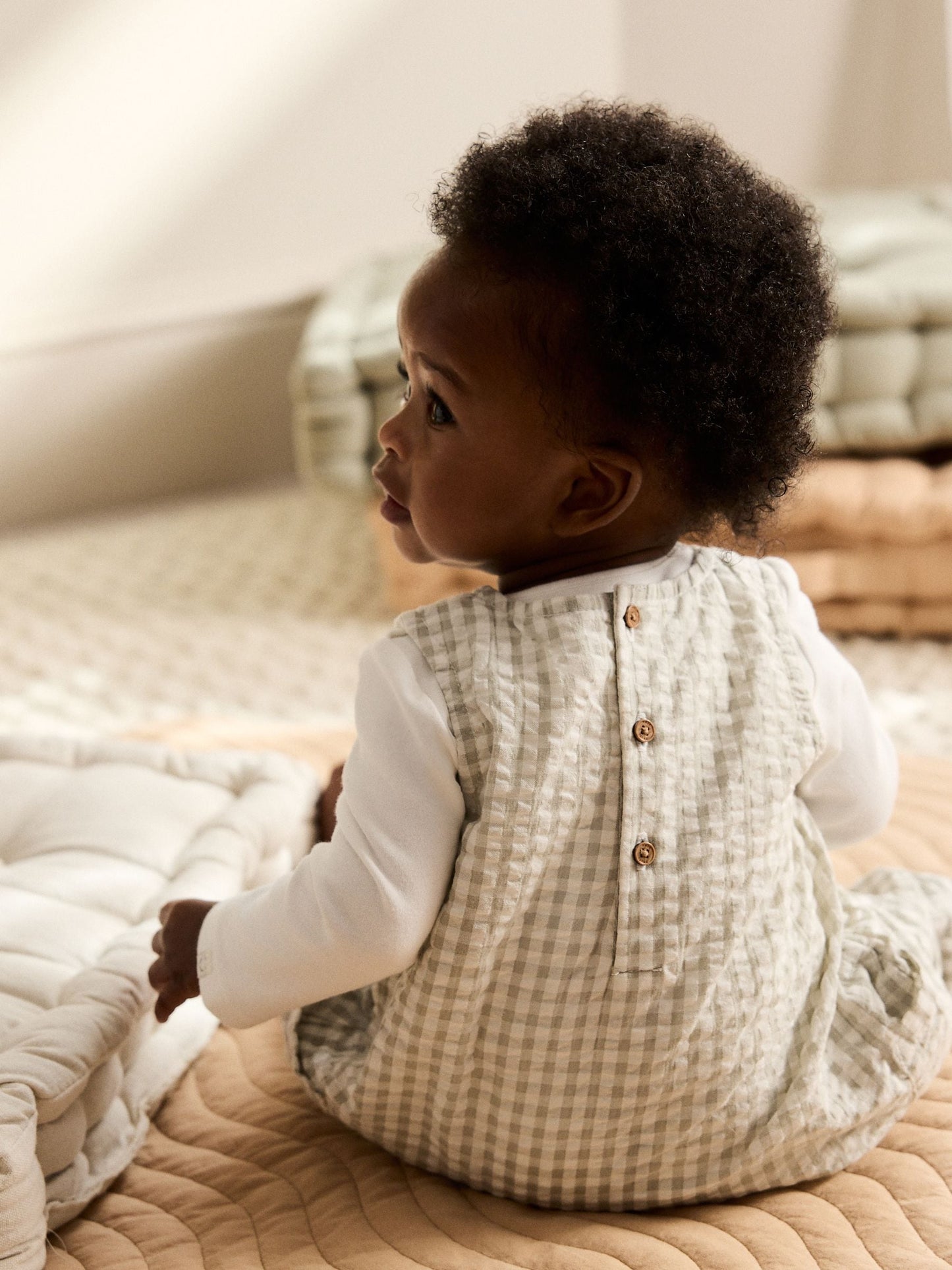 Green Gingham Woven Dungaree and Bodysuit Baby Set (0mths-2yrs)