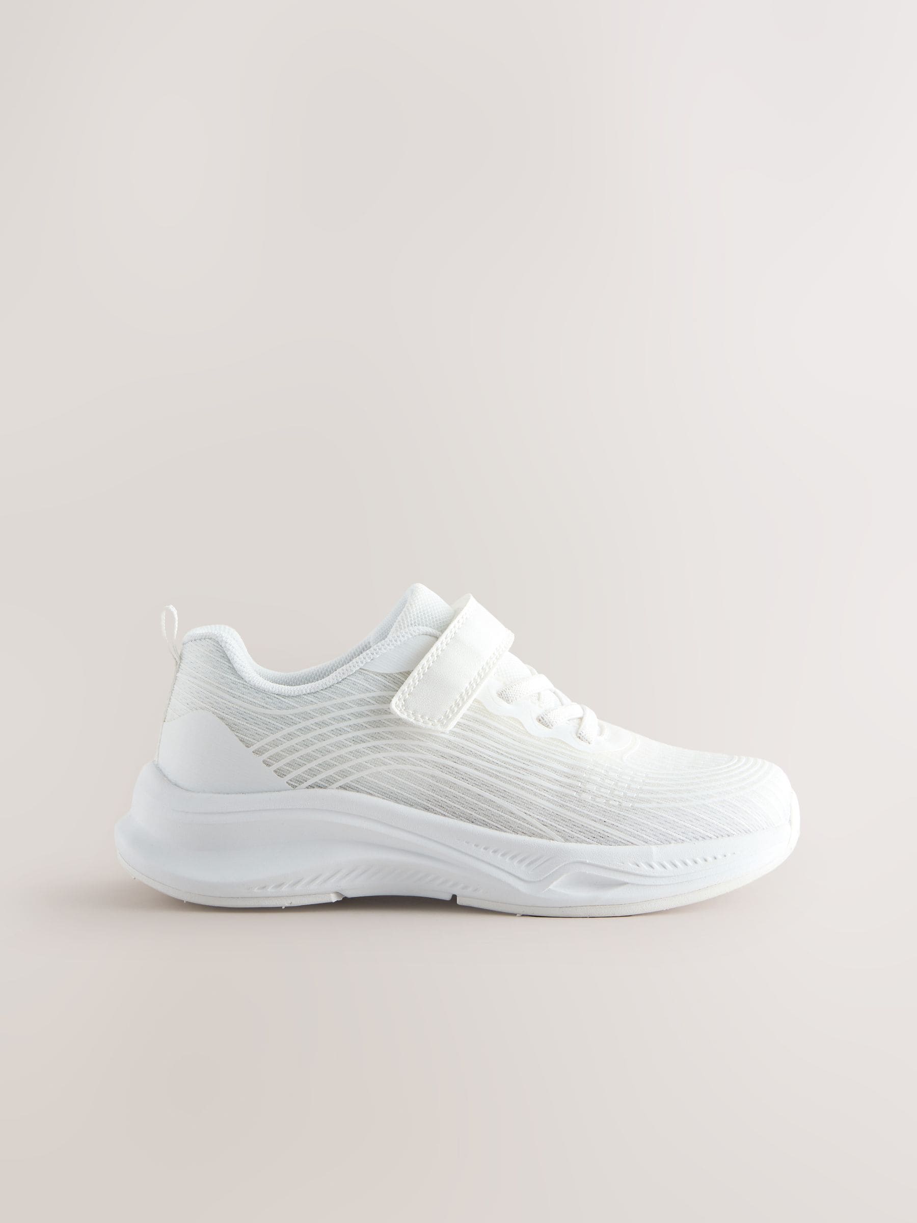 White Standard Fit (F) Elastic Lace-Up Trainers image 2