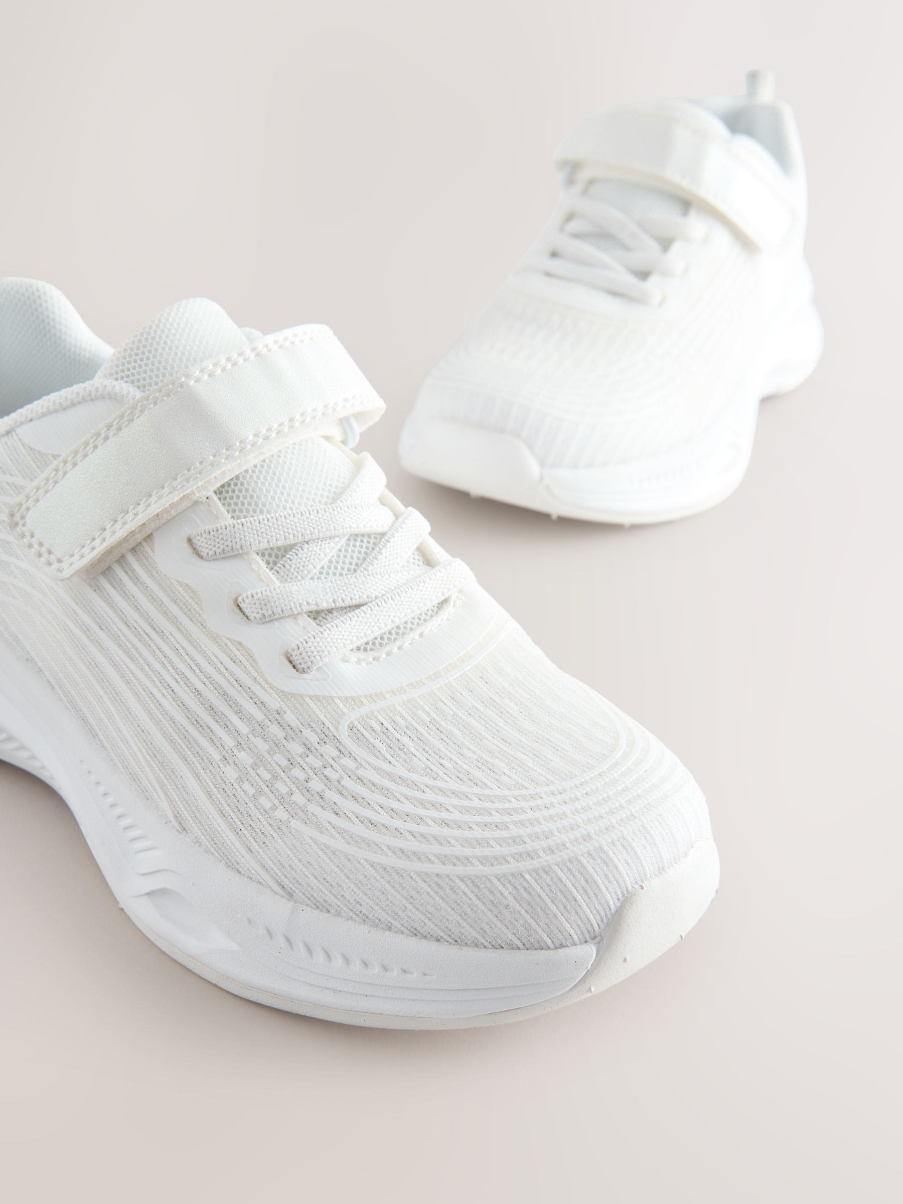 White Standard Fit (F) Elastic Lace-Up Trainers image 3