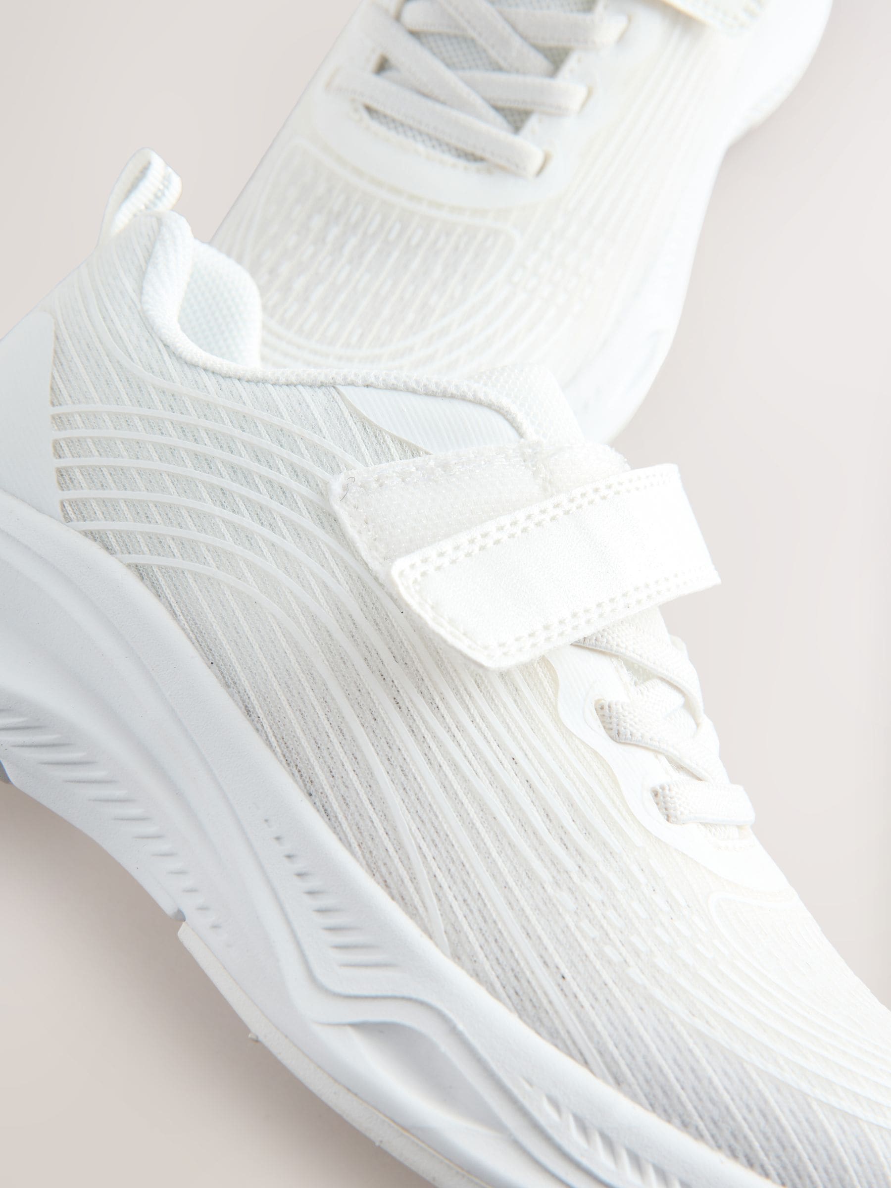 White Standard Fit (F) Elastic Lace-Up Trainers image 4
