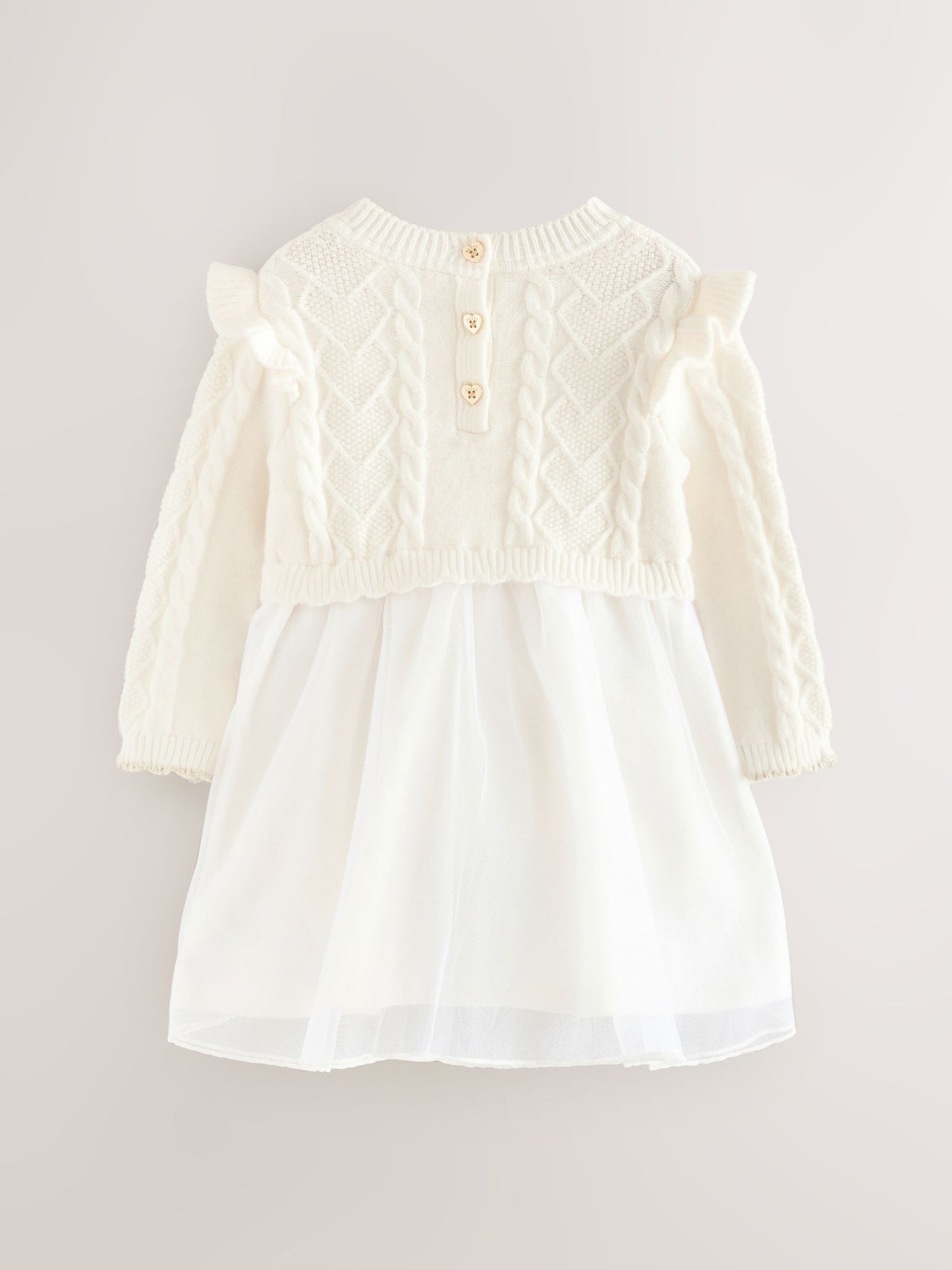 Baker by Ted Baker Cream Knitted Bow Detail Mesh Mockable Dress image 2