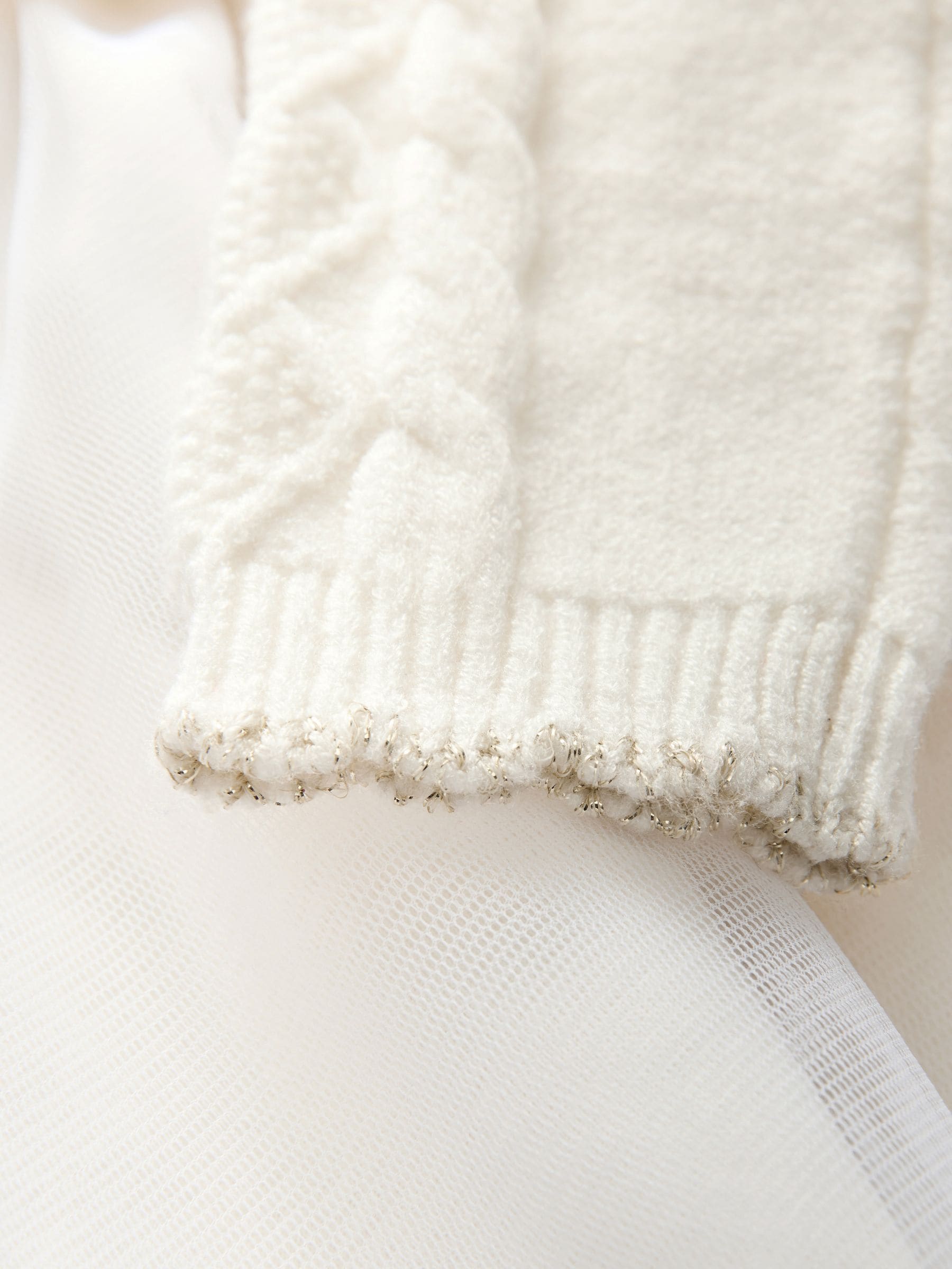 Baker by Ted Baker Cream Knitted Bow Detail Mesh Mockable Dress image 3