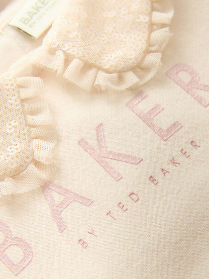 Baker by Ted Baker Stone Ruffle Mesh Mockable Sweat Dress