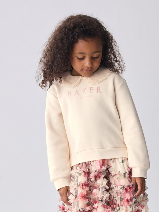 Baker by Ted Baker Stone Ruffle Mesh Mockable Sweat Dress