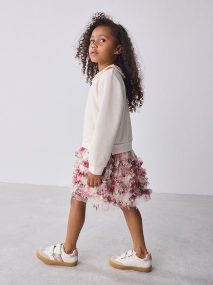 Baker by Ted Baker Stone Ruffle Mesh Mockable Sweat Dress