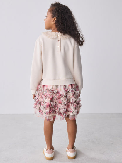 Baker by Ted Baker Stone Ruffle Mesh Mockable Sweat Dress