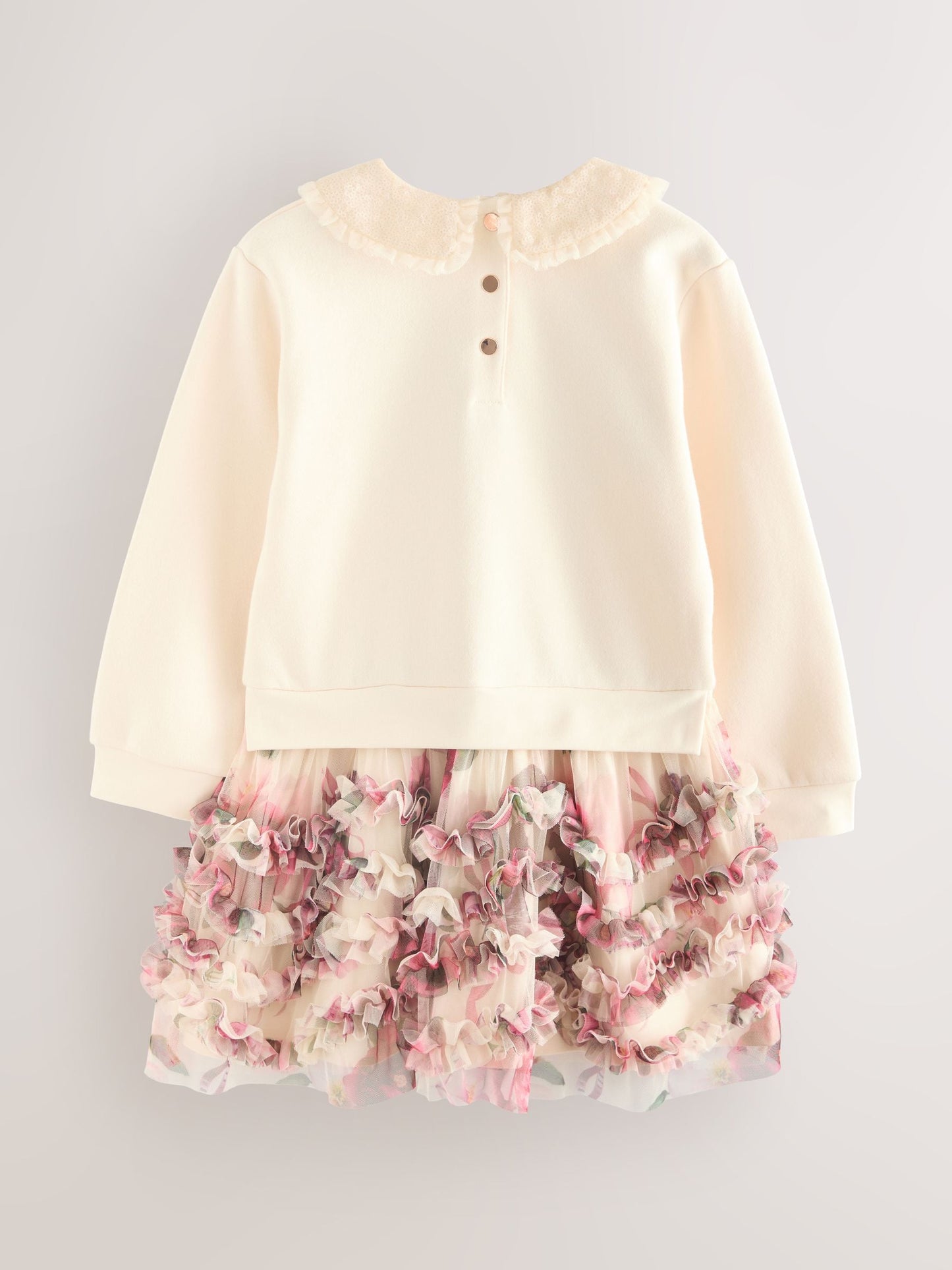 Baker by Ted Baker Stone Ruffle Mesh Mockable Sweat Dress