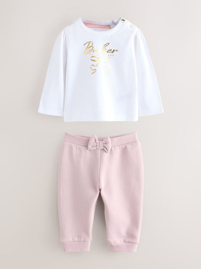 3 Piece Dusky Pink Zip-Through Hoodie T-Shirt & Joggers Set