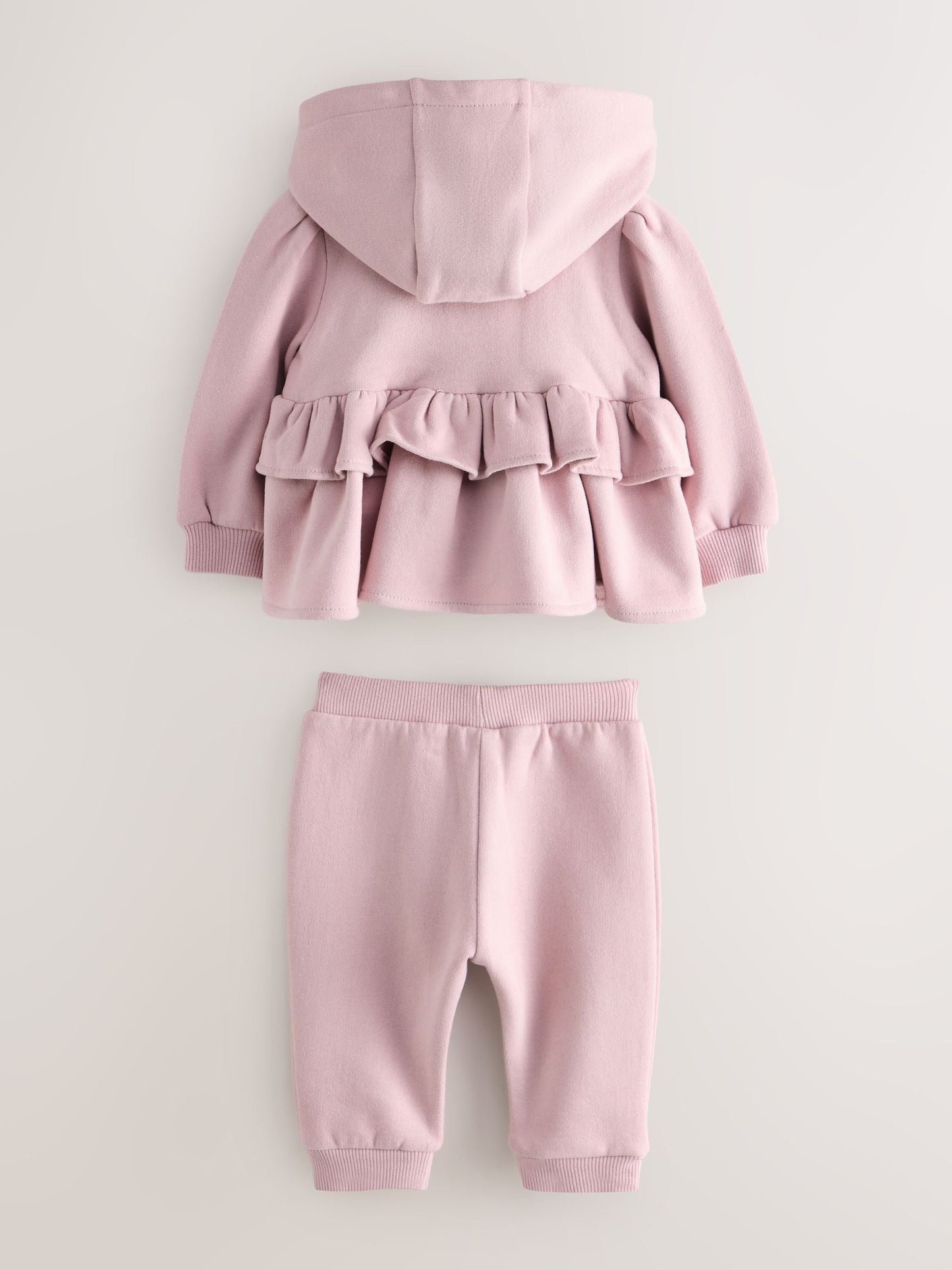 3 Piece Dusky Pink Zip-Through Hoodie T-Shirt & Joggers Set