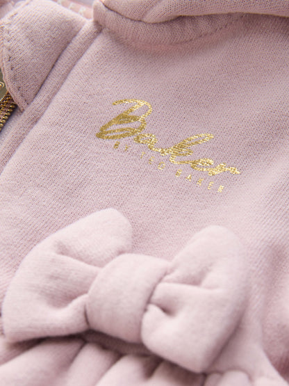 3 Piece Dusky Pink Zip-Through Hoodie T-Shirt & Joggers Set