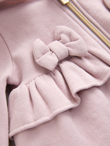 3 Piece Dusky Pink Zip-Through Hoodie T-Shirt & Joggers Set