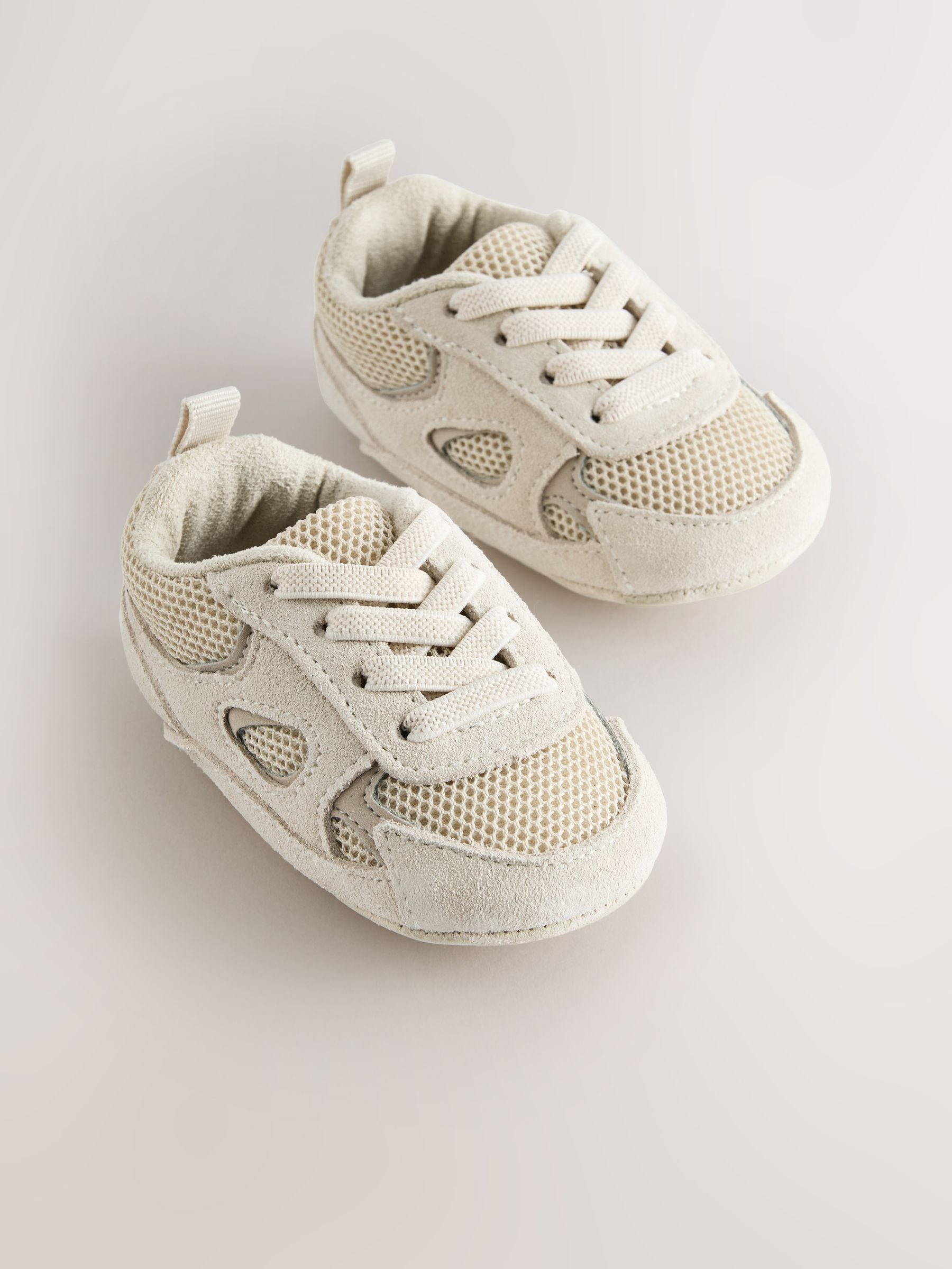 Neutral Baby Elastic Lace Slip-Ons Trainers (0-2mths) image 1