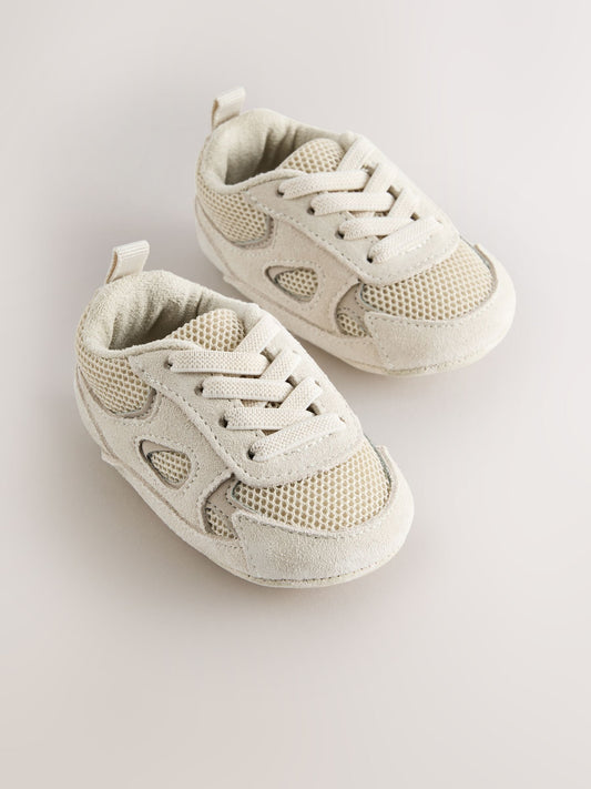Neutral Baby Elastic Lace Slip-Ons Trainers (0-2mths) image 1