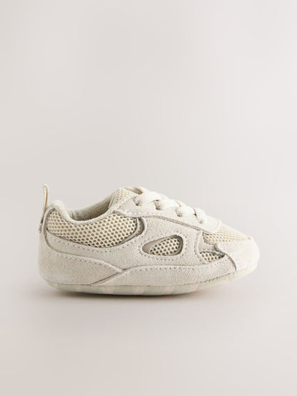 Neutral Baby Elastic Lace Slip-Ons Trainers (0-2mths) image 2