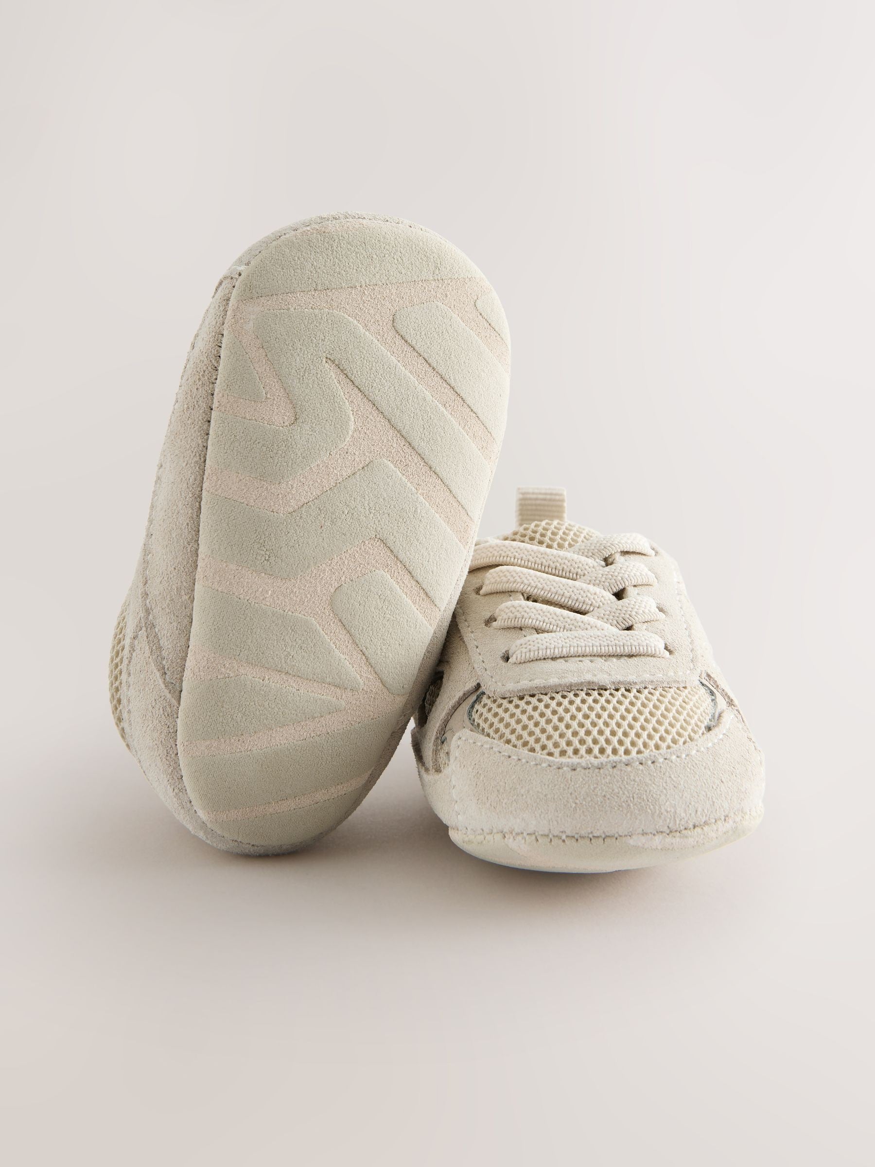 Neutral Baby Elastic Lace Slip-Ons Trainers (0-2mths) image 5
