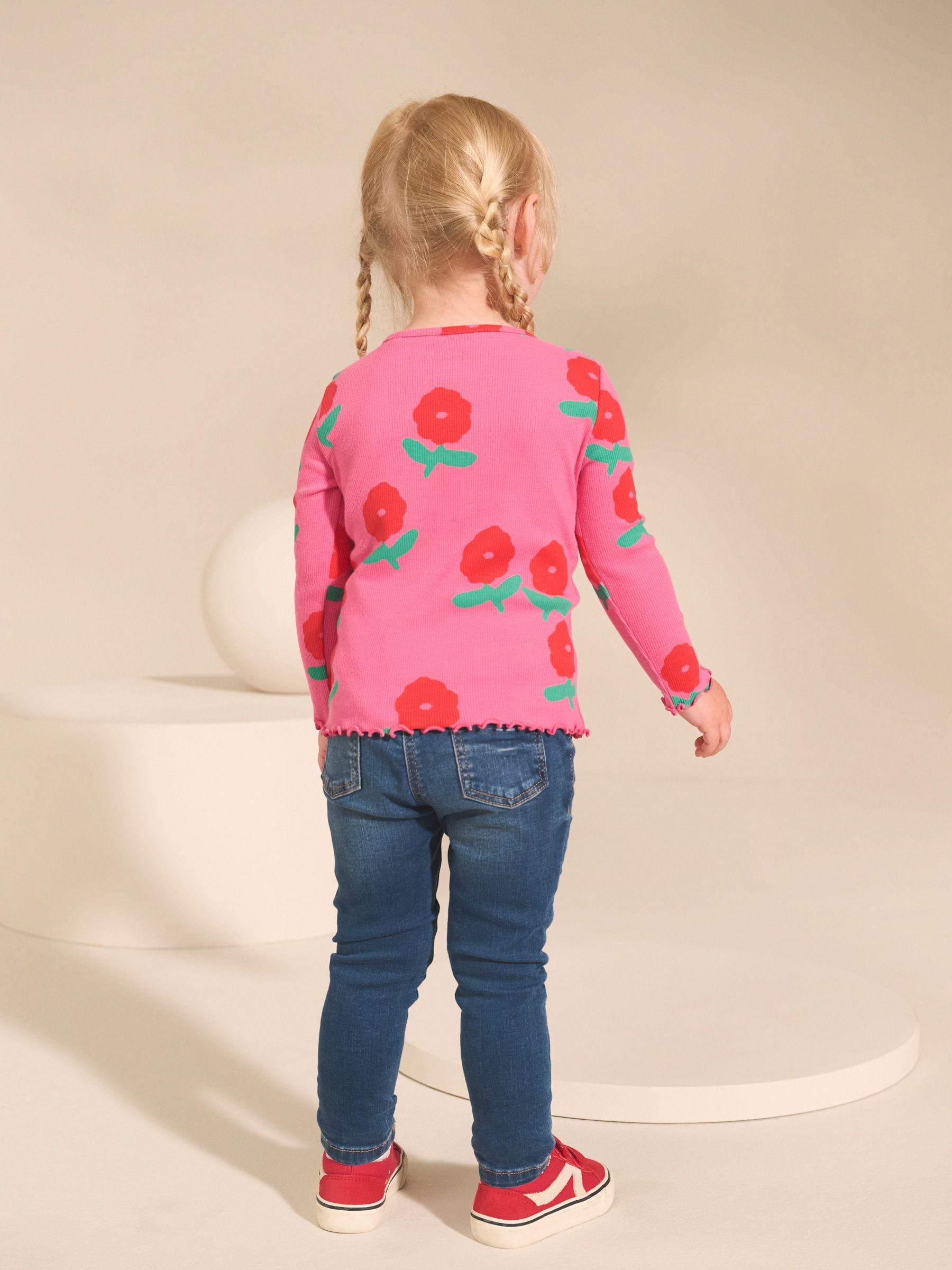 Rainbow Spot Long Sleeve Rib Tops 5 Pack (3mths-7yrs) image 3