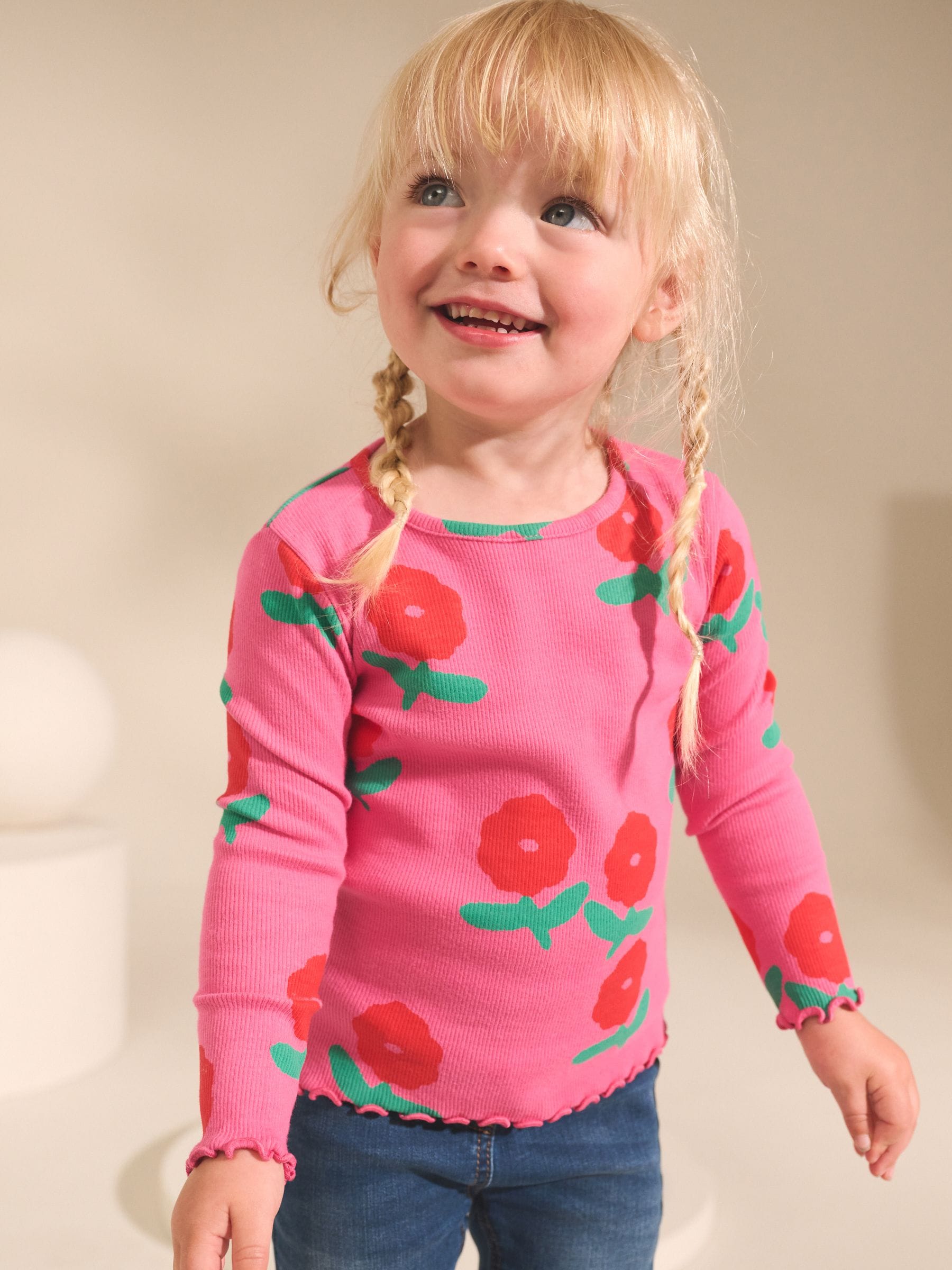 Rainbow Spot Long Sleeve Rib Tops 5 Pack (3mths-7yrs) image 4