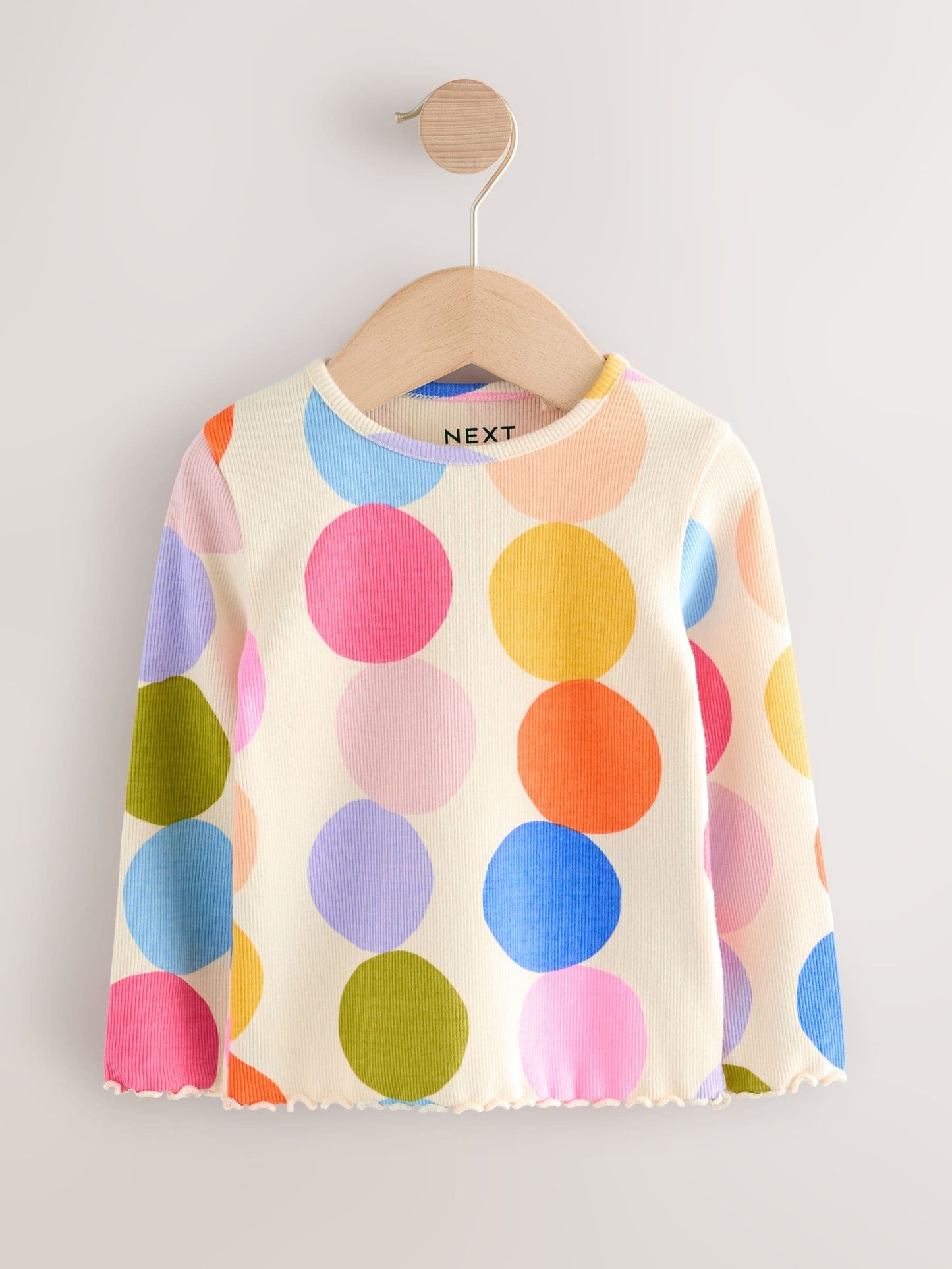 Rainbow Spot Long Sleeve Rib Tops 5 Pack (3mths-7yrs) image 5