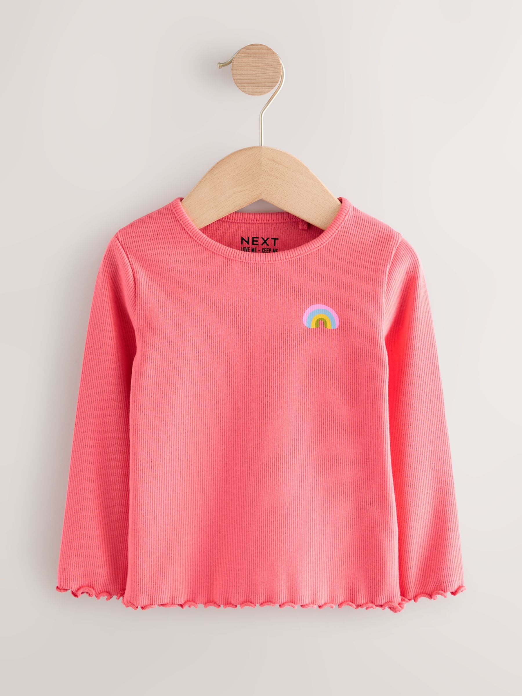 Rainbow Spot Long Sleeve Rib Tops 5 Pack (3mths-7yrs) image 7