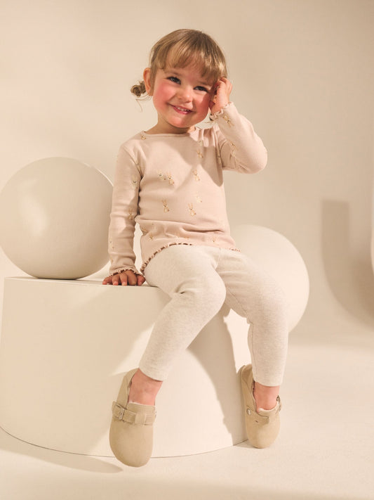 Neutral Long Sleeve Rib Tops 5 Pack (3mths-7yrs) image 2