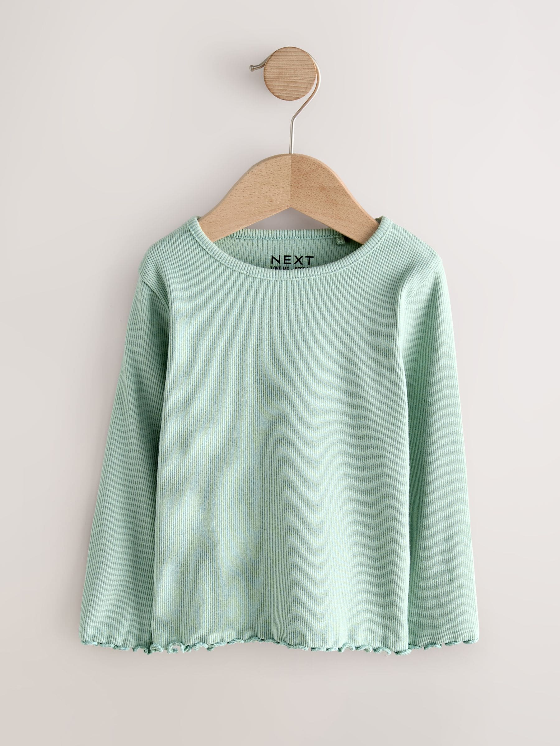 Neutral Long Sleeve Rib Tops 5 Pack (3mths-7yrs) image 5
