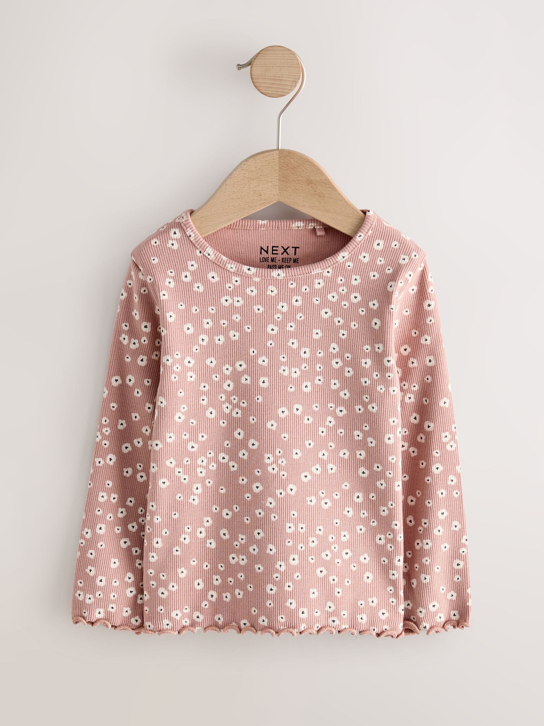 Neutral Long Sleeve Rib Tops 5 Pack (3mths-7yrs) image 6