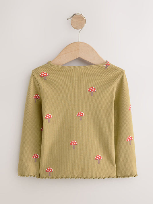 Autumnal Orange Long Sleeve Rib Tops 5 Pack (3mths-7yrs) image 3
