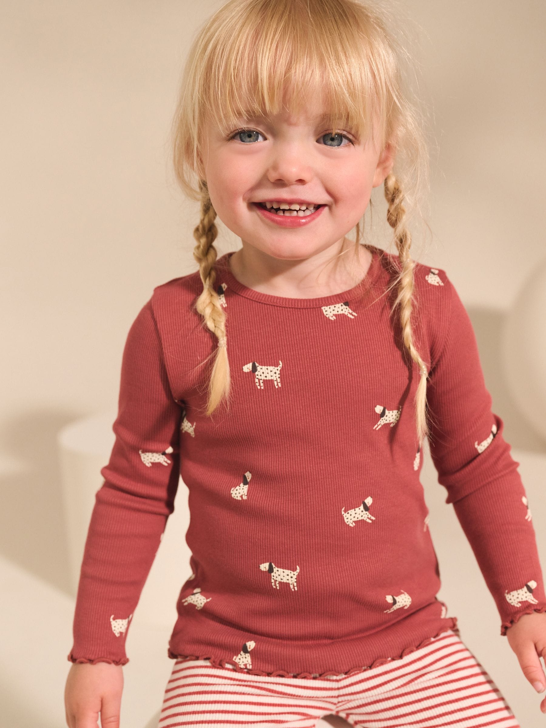 Autumnal Orange Long Sleeve Rib Tops 5 Pack (3mths-7yrs) image 5