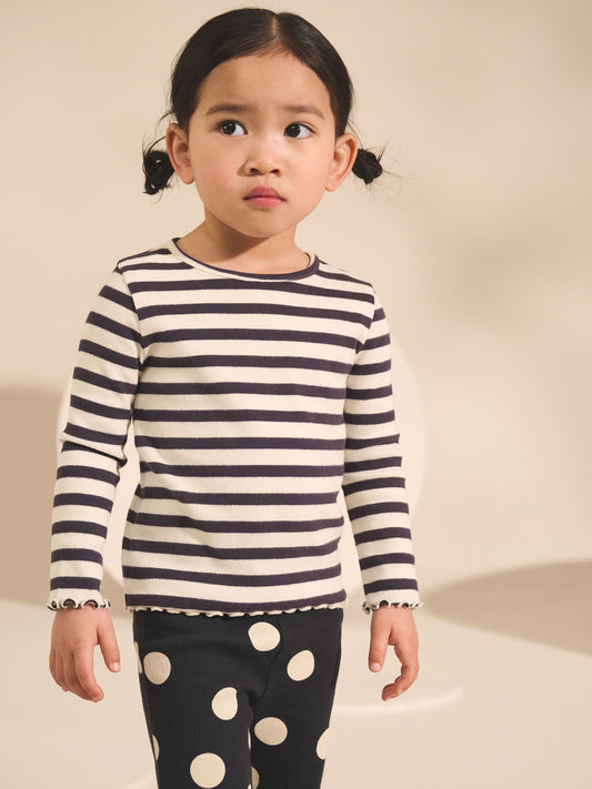 Dsiney Kidz - Black/White Long Sleeve Ribbed Tops 5 Pack (3mths-7yrs) image 2