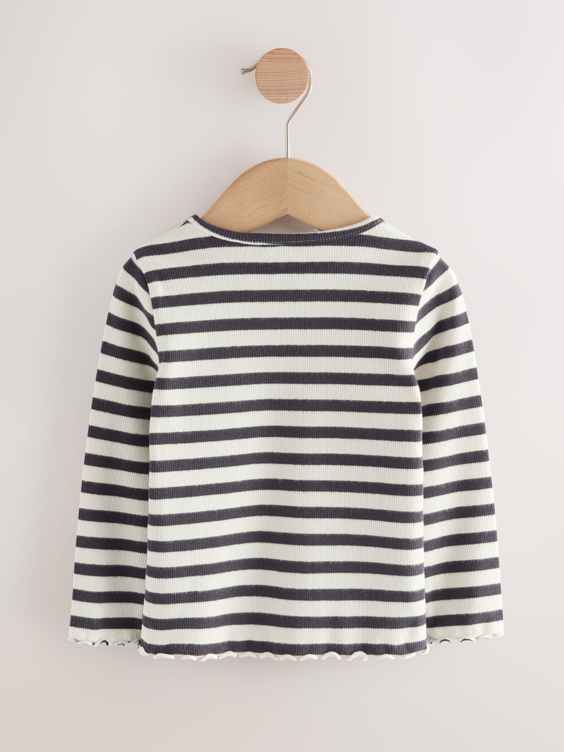 Dsiney Kidz - Black/White Long Sleeve Ribbed Tops 5 Pack (3mths-7yrs) image 8