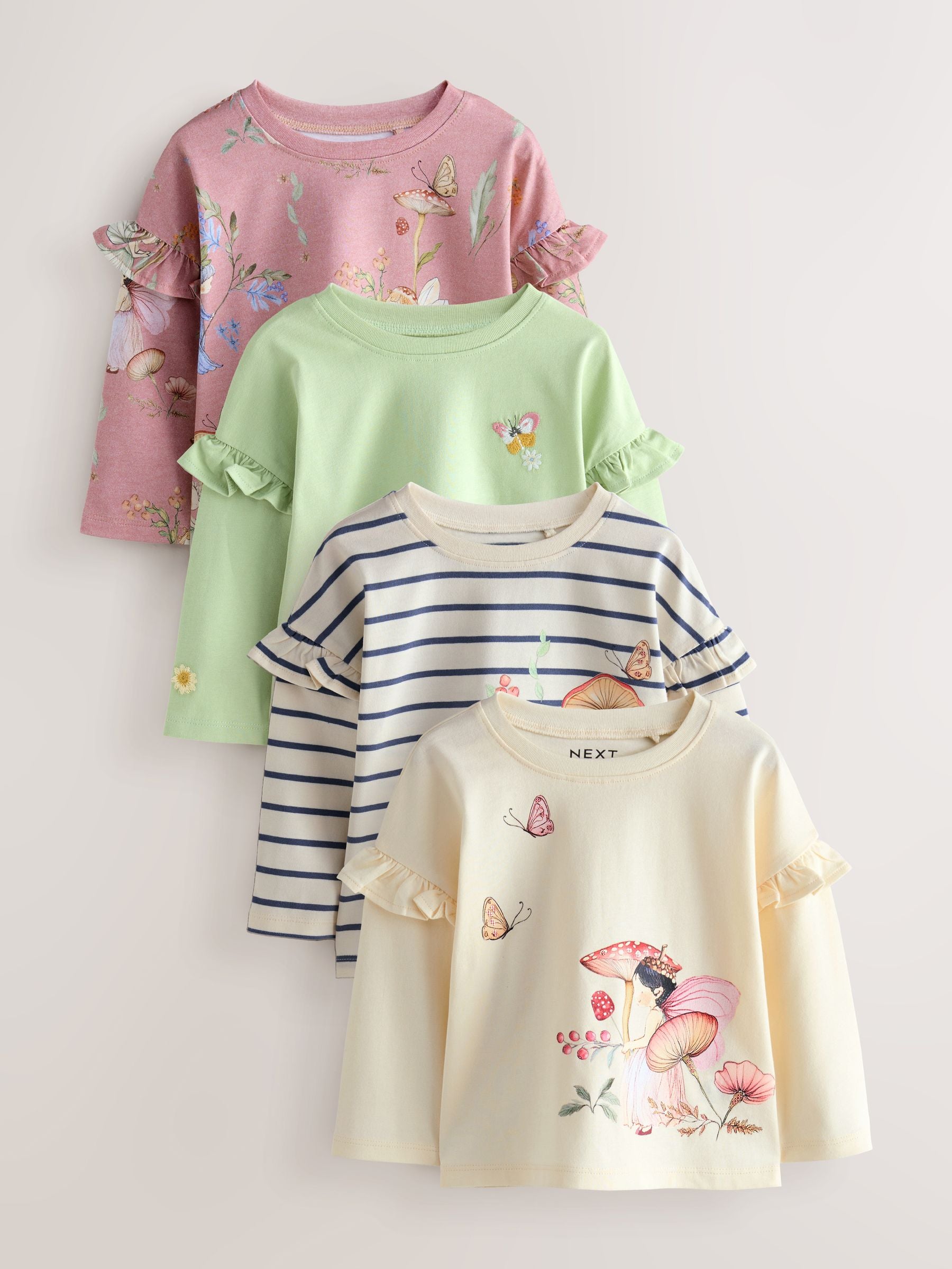 Green Fairy Long Sleeve Tops 4 Pack (3mths-7yrs) image 1