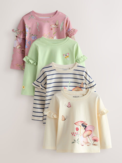 Green Fairy Long Sleeve Tops 4 Pack (3mths-7yrs) image 1