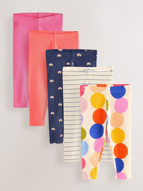 Rainbow Ribbed Leggings 5 Pack (3mths-7yrs) image 1