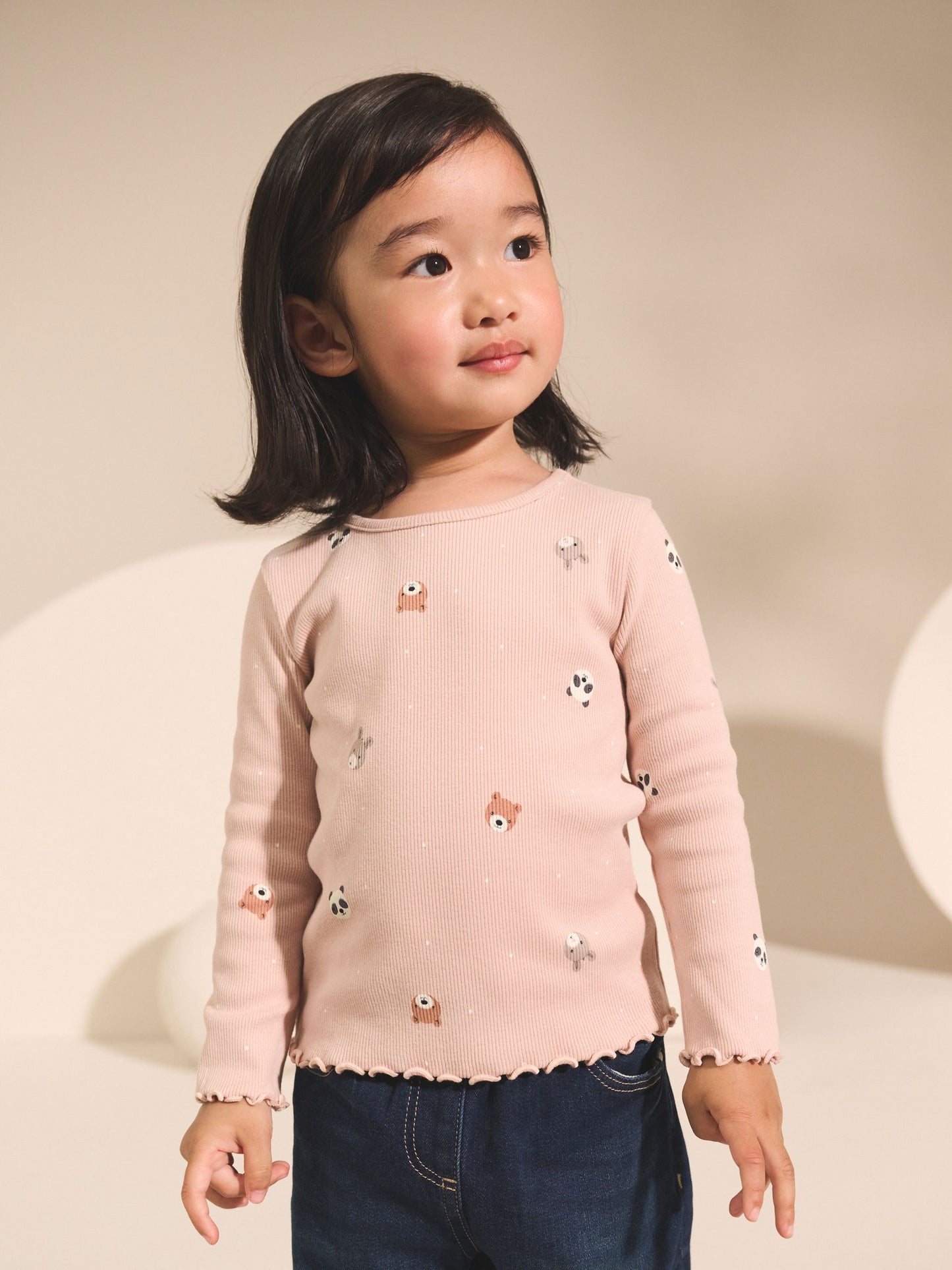Navy/Ginger Long Sleeve Rib Tops 5 Pack (3mths-7yrs) image 4