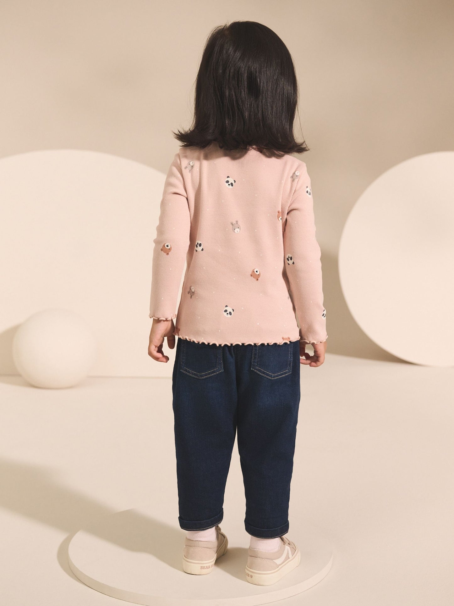 Navy/Ginger Long Sleeve Rib Tops 5 Pack (3mths-7yrs) image 5