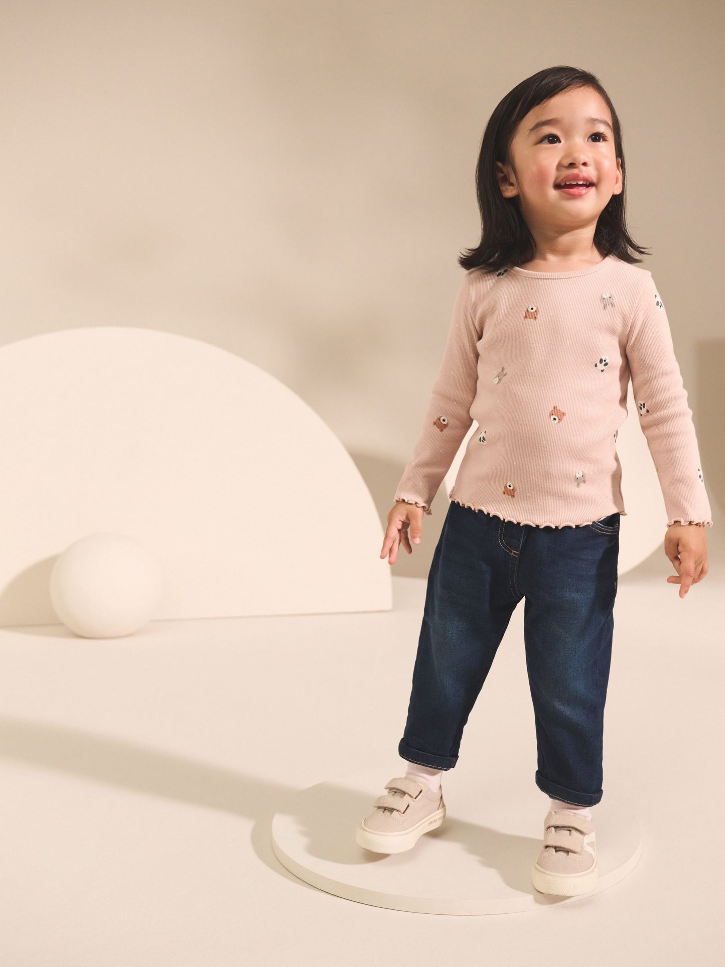 Navy/Ginger Long Sleeve Rib Tops 5 Pack (3mths-7yrs) image 6